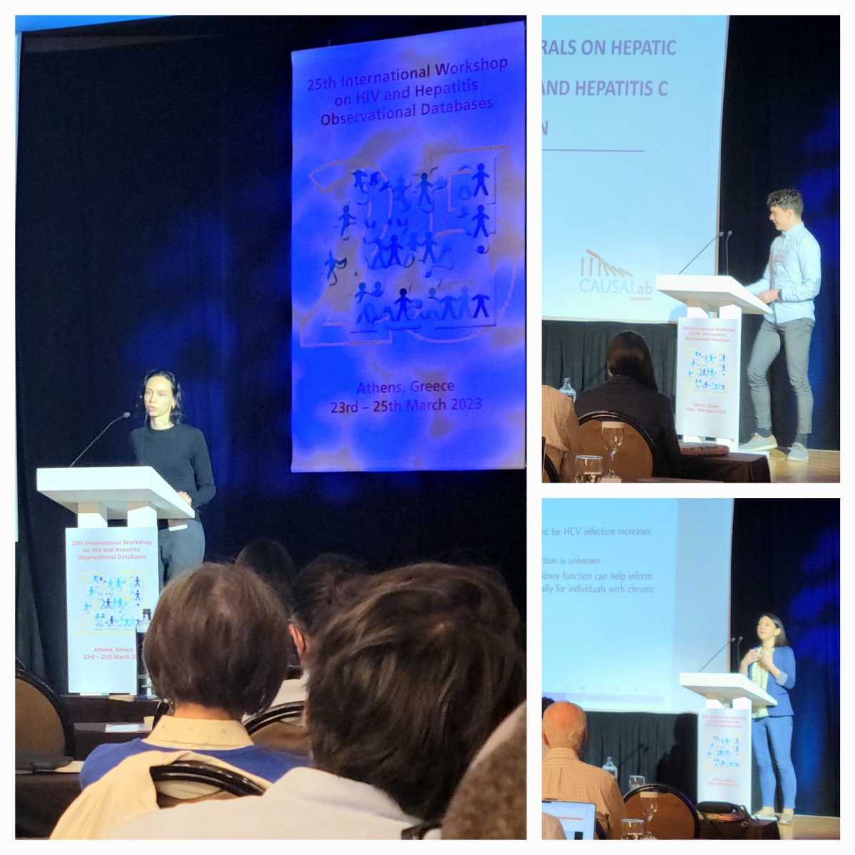 Busy day for <a href="/CAUSALab/">CAUSALab</a> researchers at #IWHOD2023 in Athens.

Sophia Rein (<a href="/ReinSoph/">Sophia Rein</a>) talked about cardiovascular treatment effects in the #HIVCAUSAL Collaboration.

Sara Lodi (<a href="/MissLodi/">Sara Lodi</a>) and Mathieu Chalouni talked about renal and hepatic effects in the #HepCAUSAL Collaboration.