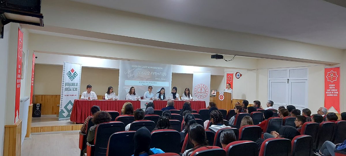 hckmtal's tweet photo. Anadolu Mektebi bünyesinde yazar okumaları  kapsamında okulumuzda Cengiz AYTMATOV Paneli’ni düzenledik. 
Panelimize katılan İl MEM Şube Müdürleri Abdürrahim OMUK ve Mehmet Şirin ATLI'ya Anadolu Mektebi İl Koordinatörü @NeseKaraOzkan’a teşekkür ediyoruz.@Aksaray_MEM https://t.co/YoNg3wlQi1