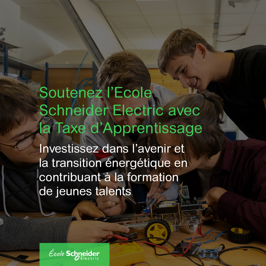 📣 Soutenez l’École Schneider Electric avec la #Taxe d’#Apprentissage

Les entreprises doivent se connecter à la plateforme #SOLTéA et désigner le ou les établissements ou formations qu’ils souhaitent soutenir.

❗ Code UAI : 0382170C
➡ soltea.gouv.fr/espace-public