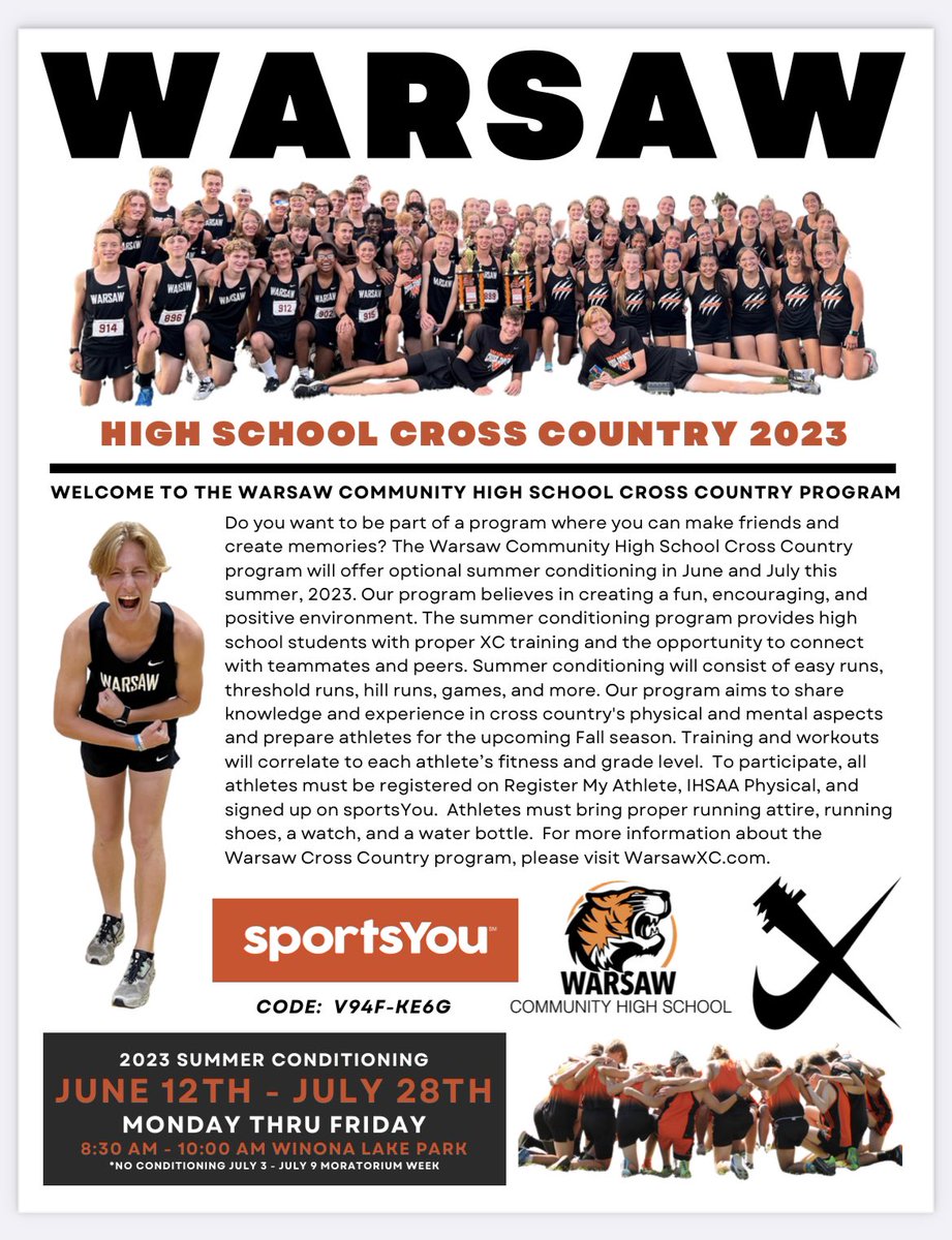 Warsaw Distance (@wchsdistance) on Twitter photo 2023 Boys XC Newsletter! Parent/Athlete packet available at WarsawXC.com 🐅 <a href="/Warsaw_Tigers/">Warsaw Tigers</a> 2023 Boys XC Newsletter! Parent/Athlete packet available at WarsawXC.com 🐅 <a href="/Warsaw_Tigers/">Warsaw Tigers</a>