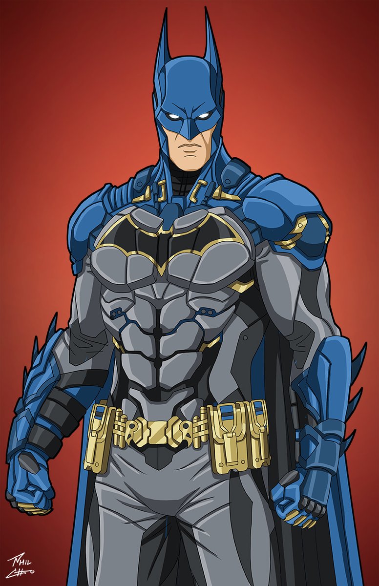 #Batman (#KevinConroy) from @RocksteadyGames's 'Batman: Arkham Knight,' in a gray and blue color scheme