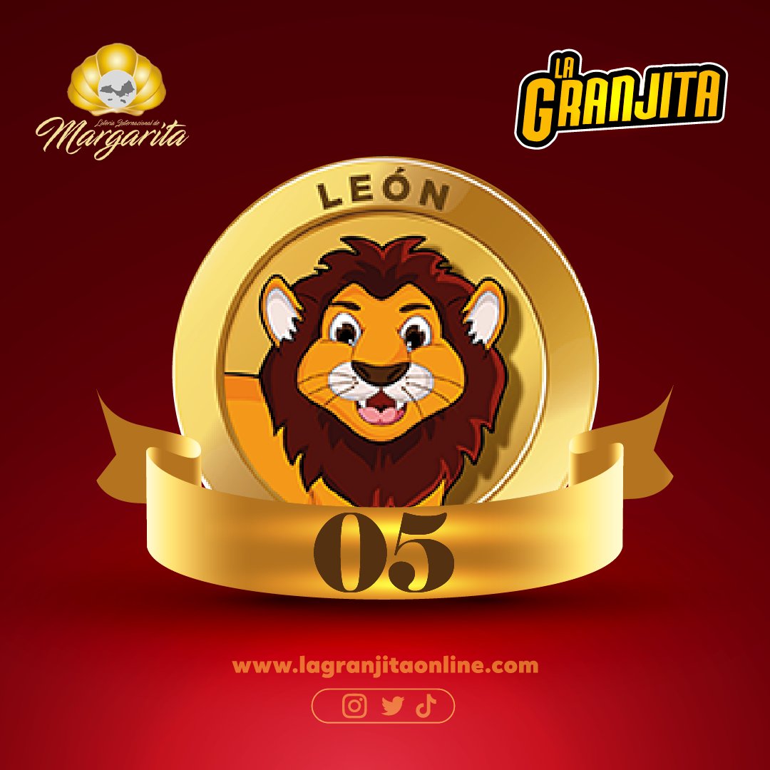 lagranjitaofic's tweet photo. 24-03-2023
09:00:00 am
05 LEON
#sorteos #loteria #loteriainternacionaldemargarita https://t.co/z8hfGTR1mb