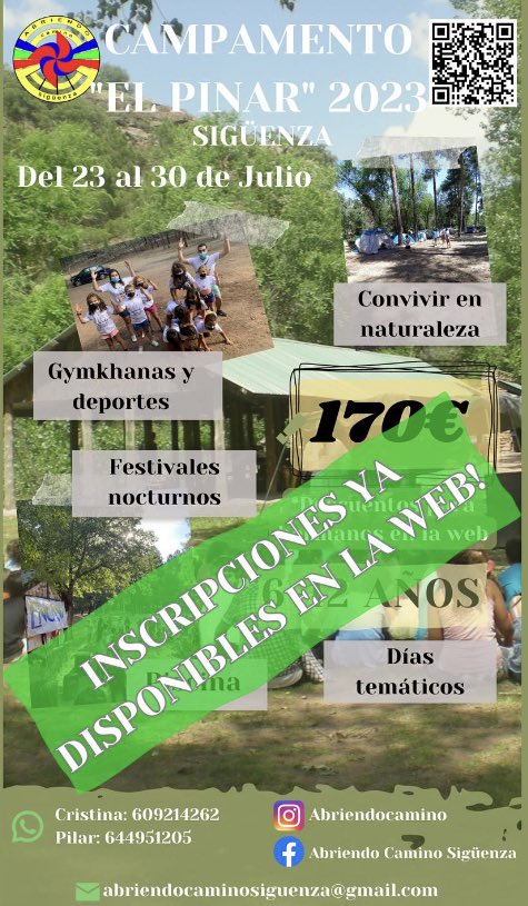 ACaminum's tweet photo. 🎉¡YA TENEMOS INSCRIPCIONES LISTAS PARA EL CAMPA!🎉
1. Entrando en nuestra web https://t.co/7JZzXBYfzp podéis rellenar la inscripción para poner todos los datos necesarios. ✍️
2. Además tendréis que firmar el documento de autorización y mandarlo a nuestro correo electrónico 📩 https://t.co/irI4cCDG35