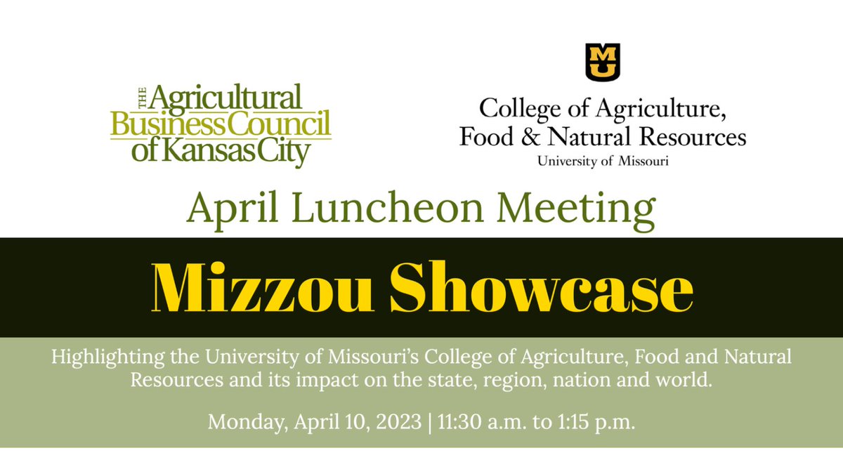 Mark your calendars for next month's luncheon meeting: a Mizzou Showcase. On April 10, we will highlight @Mizzou's College of Agriculture, Food and Natural Resources and its larger impact. Register here: ow.ly/3w8G50N3Q2W