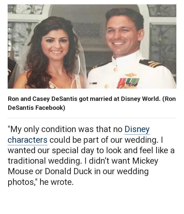 RiverFlint1's tweet image. Looking back Disney was the perfect venue for Ron DeSantimonius’ wedding. It was really a mistake to not have Mickey and Donald in the pictures. #doOver