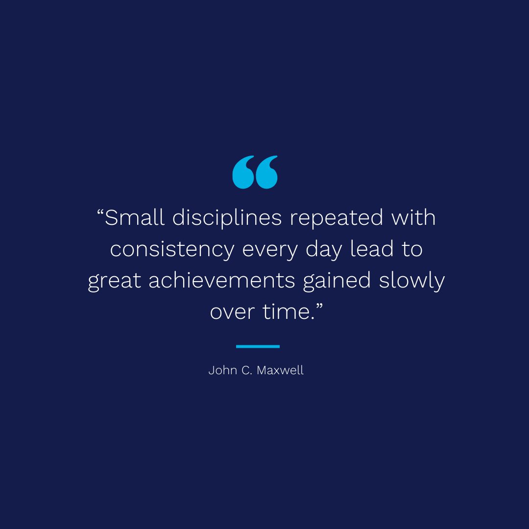 Emphasis on SMALL and CONSISTENCY! 
What small discipline are you committing to today that will lead to your next achievement? Comment below so we can cheer you on! 👇🎉