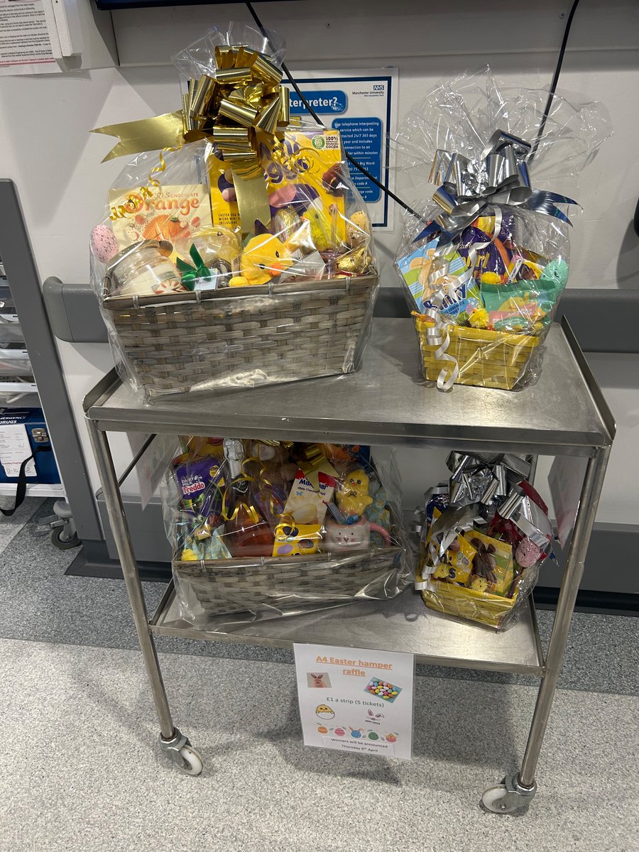 Our four Easter baskets are finally made up for the raffle. The winners will be announce on Thursday 6th April! 🎟️ Tickets are £1 for a strip (5 tickets) 🎟️ 🥚🐥🐣🐰🎉 Happy Easter 🐣