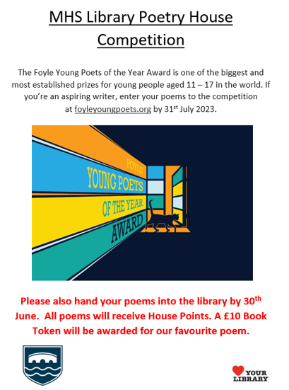MoulshamHigh's tweet image. We are pleased to inform @MoulshamHigh students about the latest @MHS_Librarians #HouseCompetition which doubles up as a @PoetrySociety national competition. See details 👇 #WorldPoetryDay2023 #Beinittowinit