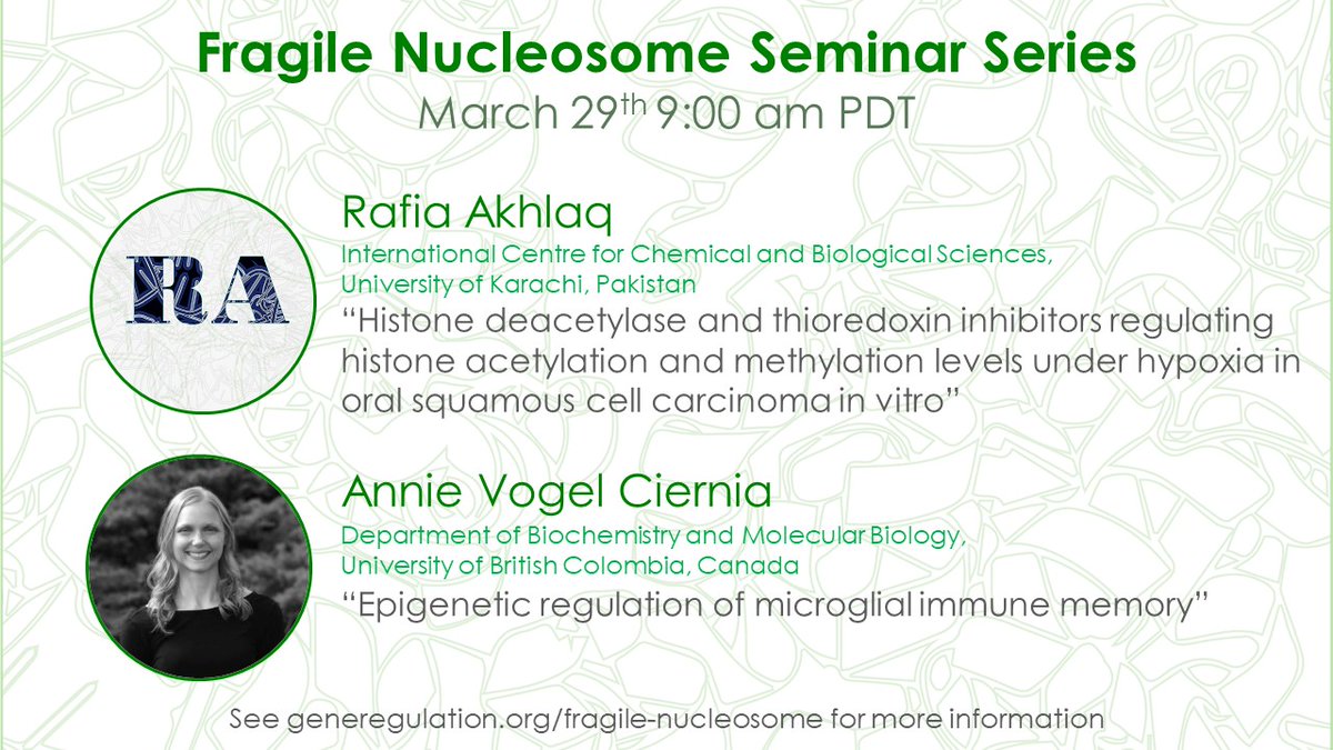 Ben Martin (@bmart87) on Twitter photo I am so excited to host <a href="/AVogelCiernia/">Annie Vogel Ciernia</a> for next week's <a href="/FNucleosome/">FragileNucleosome</a> seminar - Epigenetic Regulation of Microglial Immune Memory
Annie's lab @ <a href="/UBCBMBGSA/">UBC-BMB-GSA</a> studies how genes are regulated during brain development and in neurodevelopmental disorders.
Link: harvard.zoom.us/webinar/regist… I am so excited to host <a href="/AVogelCiernia/">Annie Vogel Ciernia</a> for next week's <a href="/FNucleosome/">FragileNucleosome</a> seminar - Epigenetic Regulation of Microglial Immune Memory
Annie's lab @ <a href="/UBCBMBGSA/">UBC-BMB-GSA</a> studies how genes are regulated during brain development and in neurodevelopmental disorders.
Link: harvard.zoom.us/webinar/regist…