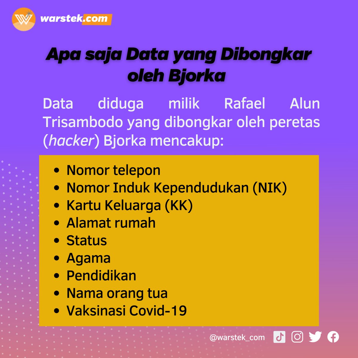 warstek_com's tweet photo. Warganet meminta peretas atau hacker ini untuk membuka data kekayaan pejabat Indonesia.
Ada juga yang menduga ini pengalihan isu semata.
___
#BeritaSainstek #hacker #bjorka #rafael #alun #mario #danddy #blackhat #anonymous https://t.co/vHjtcjZsP6