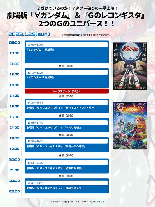 劇場版Gのレコンギスタを一気見するために参考になるかな～って思ったけどなりそうにない。改めて思うけどこのスケジュール頭お