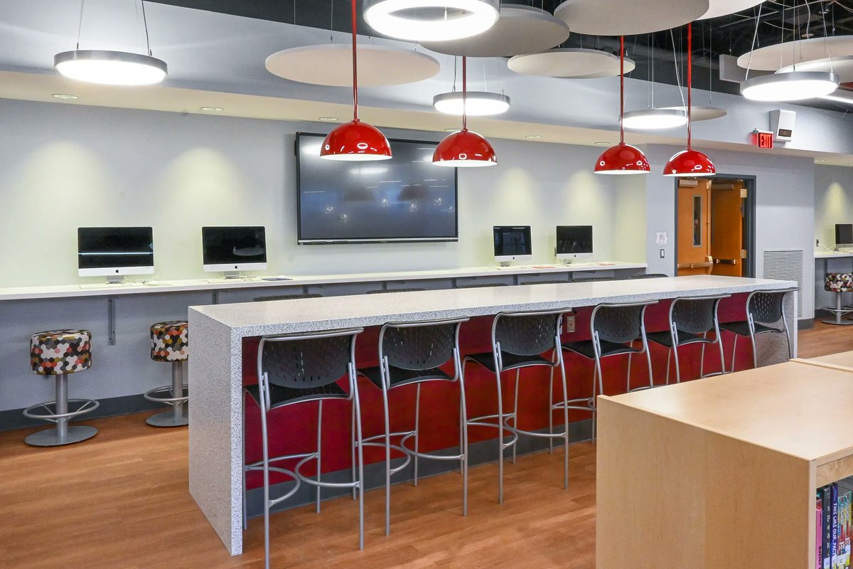 YoungWrightArch's tweet photo. The Eden CSD Middle/ High School library is finally complete! Check out this beautiful space! 
@EdenCSD https://t.co/tdumYrSP5u