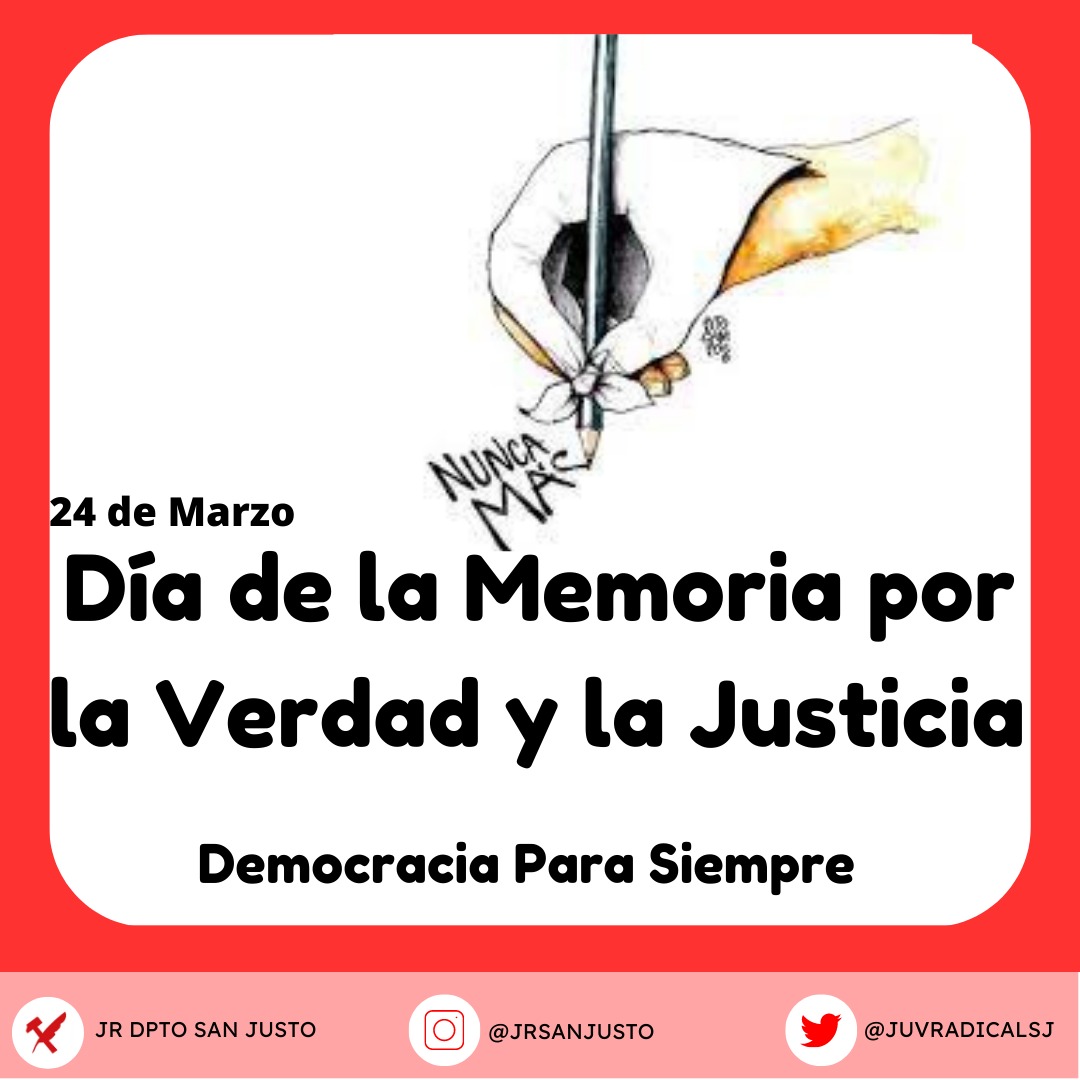 A 47 años de la instauración de la última Dictadura Militar reafirmamos el pedido de #Memoria #Verdad y #Justicia 
#NuncaMas 🌹