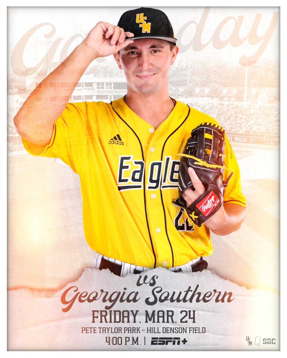 SouthernMissBSB's tweet photo. 𝗕𝗔𝗖𝗞 𝗜𝗡 𝗧𝗛𝗘 𝗕𝗨𝗥𝗚

🆚: Georgia Southern
⌚️: 4 p.m.
📍: Hattiesburg, Miss.
🏟: Pete Taylor Park / Hill Denson Field
📻: https://t.co/sZGBQeSWbU
📺: https://t.co/ozcQnLxGVw
📊: https://t.co/DmtKxbHkqB

#EverythingMatters | #SMTTT https://t.co/RVAC6AetAS