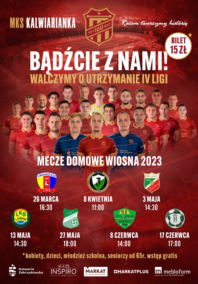 Kalwaria_Zeb's tweet photo. ⚽️ Dla @mks_kalwarianka  obecny rok jest wyjątkowy, klub będzie świętował Jubileusz 💯-lecia

🗓  Pierwszy mecz rundy wiosennej odbędzie się w niedzielę 26 marca o godz. 16:30! 

🤝  Gmina Kalwaria Zebrzydowska jest jednym z partnerów klubu
💪 Zapraszamy https://t.co/uLkj3XlkVz