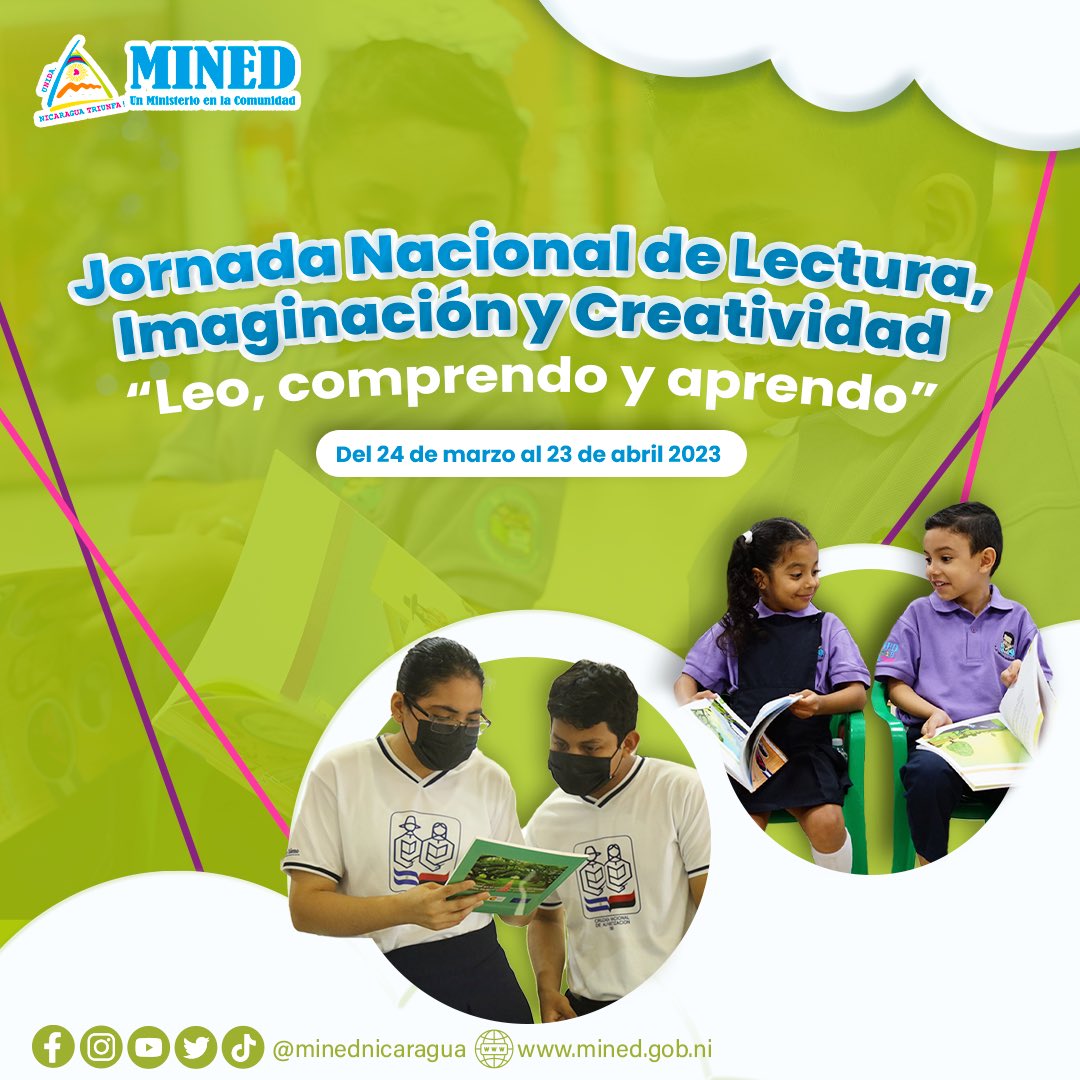 Lanzamiento de la Jornada Nacional de Lectura, Imaginación y Creatividad “Leo, comprendo y aprendo”

🗓️ Del 24 de marzo al 23 de abril 2023.