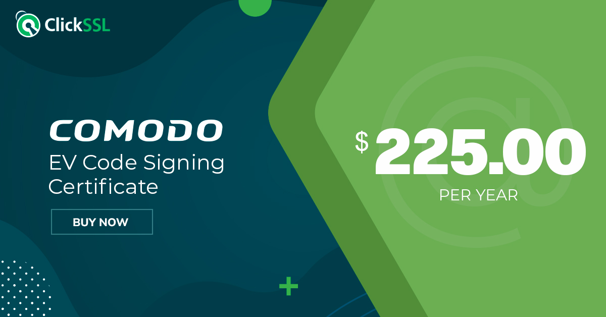 clickssl's tweet photo. Comodo EV Code Signing Certificate @ $225.00/yr.

Buy now: https://t.co/HWaCN84rXC

=> Digital sign your code and content
=> Extended Validation (EV)
=> Verified publisher identity
=> 30 days money back guarantee

#evcodesigning #evcodesigningcertificate #codesigning https://t.co/L4hW5jQxf2