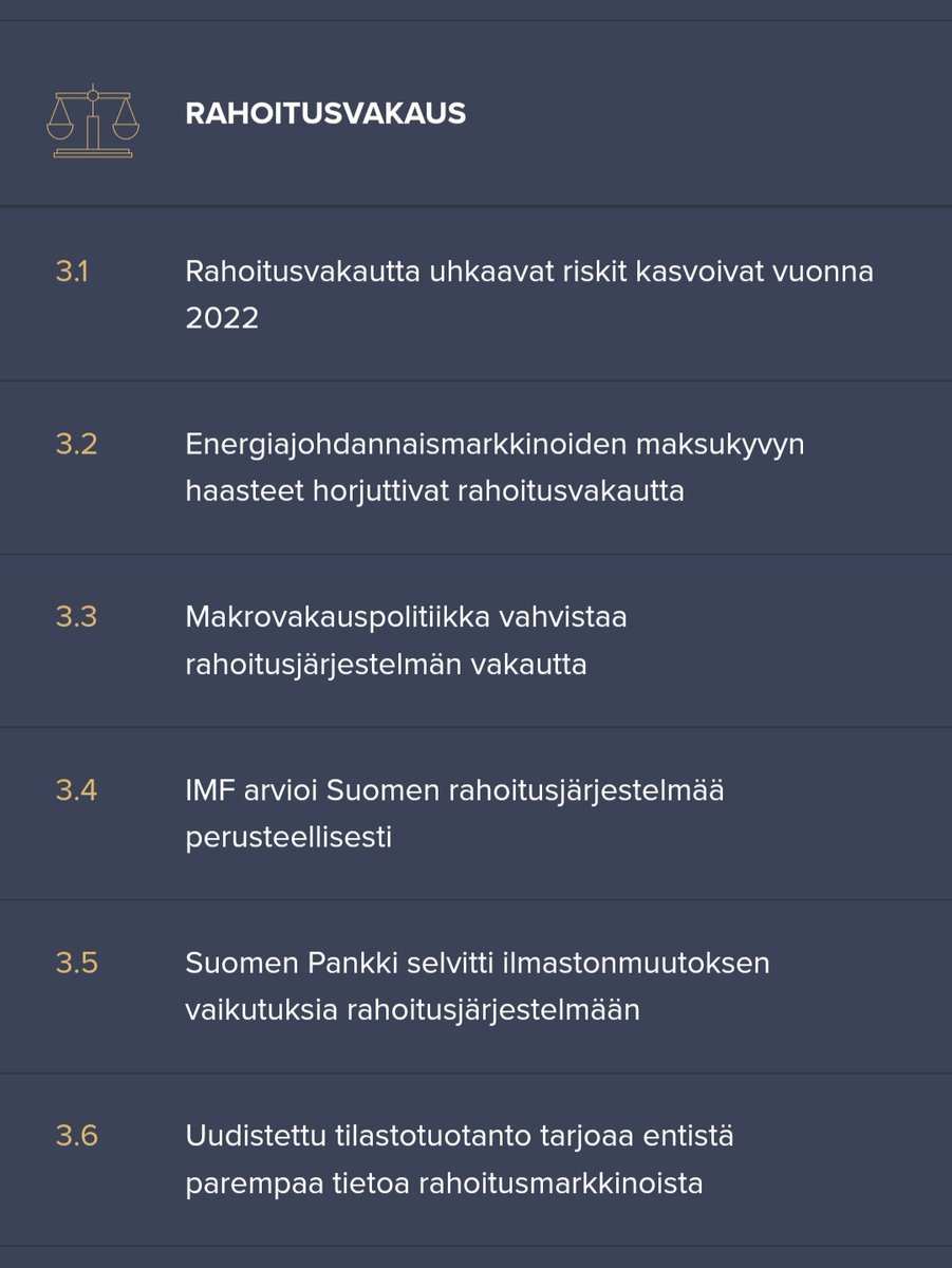 '@SuomenPankki toimintakertomuksesta otsikon #rahoitusvakaus alta löydät rahoitusvakauden analyysin ja rahoitusjärjestelmäpolitiikan keskeiset aiheet ja johtopäätökset vuonna 2022. vuosikertomus.suomenpankki.fi/2022/toimintak…