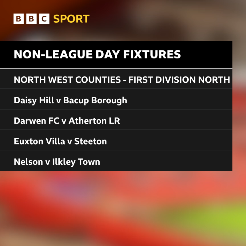 BBCLancsSport's tweet photo. ⚽ Saturday's @nonleaguedayuk fixtures for teams in @BBCLancsSport's broadcast area ⚽

@GarstangFC v @AFCBlackpool is from 19:45 on Friday

#NonLeagueDay #nonleague #bbcfootball