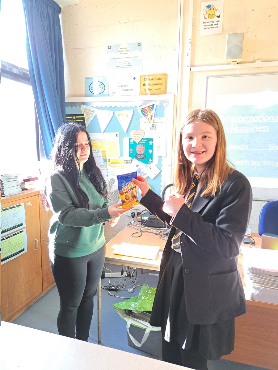 khs_pals's tweet photo. Year 7 PALs giving prizes to the winners of the Red nose competition. Standard so high, we chose two.  India Simpson and Lily Spencer, well done to everyone who took part https://t.co/duAdCo5MhE
