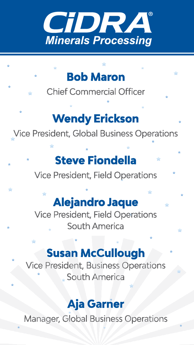 CiDRA_HQ's tweet image. On behalf of CiDRA Minerals Processing Inc., we would like to extend our congratulations to the following team members who were recently promoted.
We are grateful for all their years of service and hard work!
#Mineralsprocessing #CiDRA #Mining #promotions #JoinOurTeam #hiring