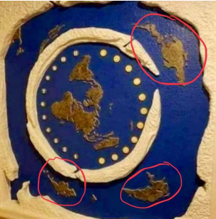 TetuwanA's tweet photo. 国連本部に掛かっている地図画像付きのこの写真。
氷の地図には壁があり、私たちは中央にいます。
壁の後ろには他の土地があります。
壁に通路があります。
そして、数字は時計のようです。 https://t.co/4T9xadBKM0