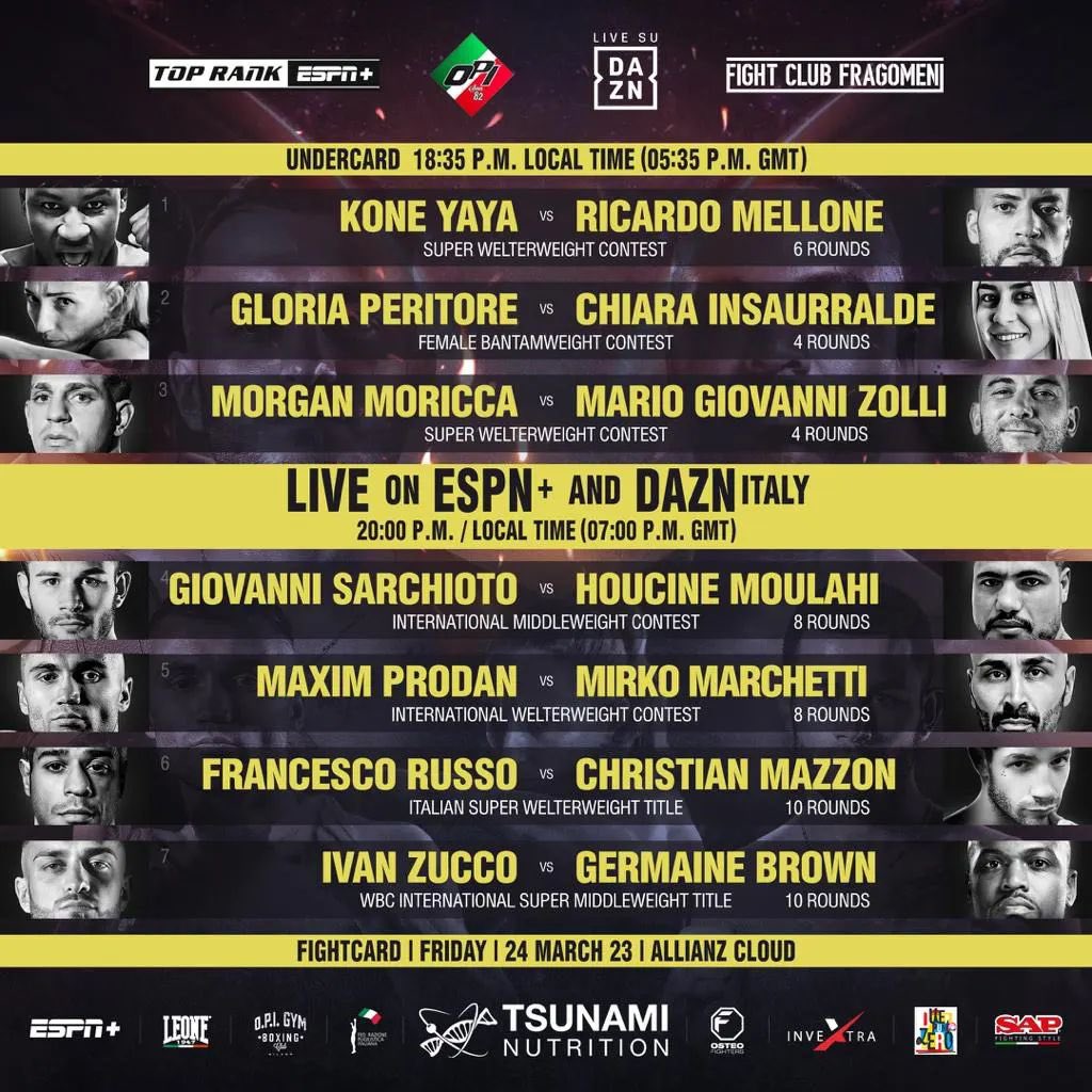 Fight Night!! 
🏟️ Allianz Cloud, Milano
📺 Live on DAZN Italy 20:00 and ESPN+ USA
#milanoboxingnight