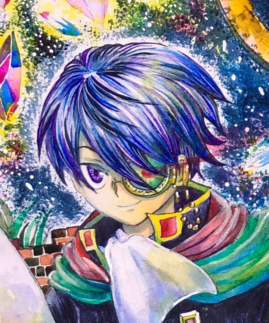 #お宅の創作キャラクターに目隠れっ子がおられましたら是非ご紹介下さい
うちの目隠れっ子といえば魔術師ルーネウスことルネ君。
魔術にデジタルは許されないアナログ契約世界なので多忙…女王や上司(祖父)、不真面目な同僚たちに振り回される真面目で社畜的な宮廷魔術師。