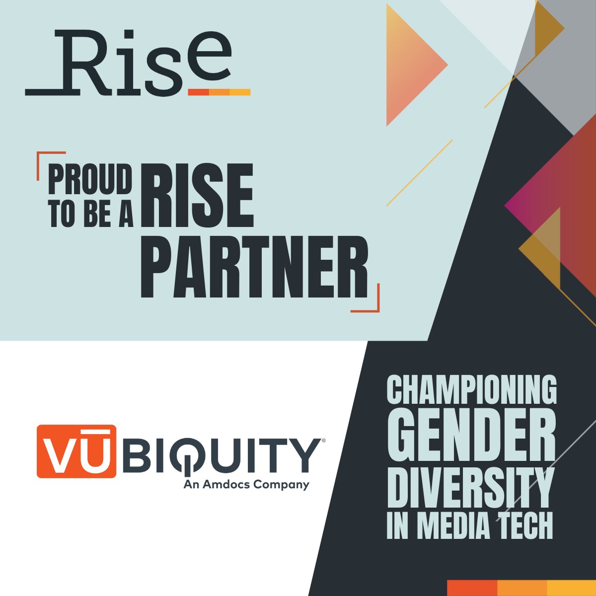 VUBIQUITY's tweet photo. We are thrilled to announce that we are a Silver Sponsor of @Rise_WIB in 2023/24.

We proudly support Rise's work in championing a gender balanced workforce and giving practical support to women getting into and on in the industry. https://t.co/5owzuMU9W5