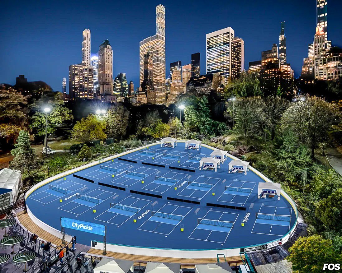 FOS's tweet photo. 14 pickleball courts are coming to Central Park.

CityPickle will turn Wollman Rink into the sport's largest offering in the Northeast — open from April to October.

Off-peak times: $80/hour
Peak times: $120/hour https://t.co/7NxG8Q7KSs