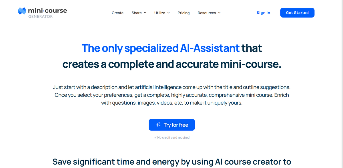 shushant_l's tweet photo. 6. AI Course Creator

The only AI solution that creates a complete mini-course. https://t.co/7DiydB39nb