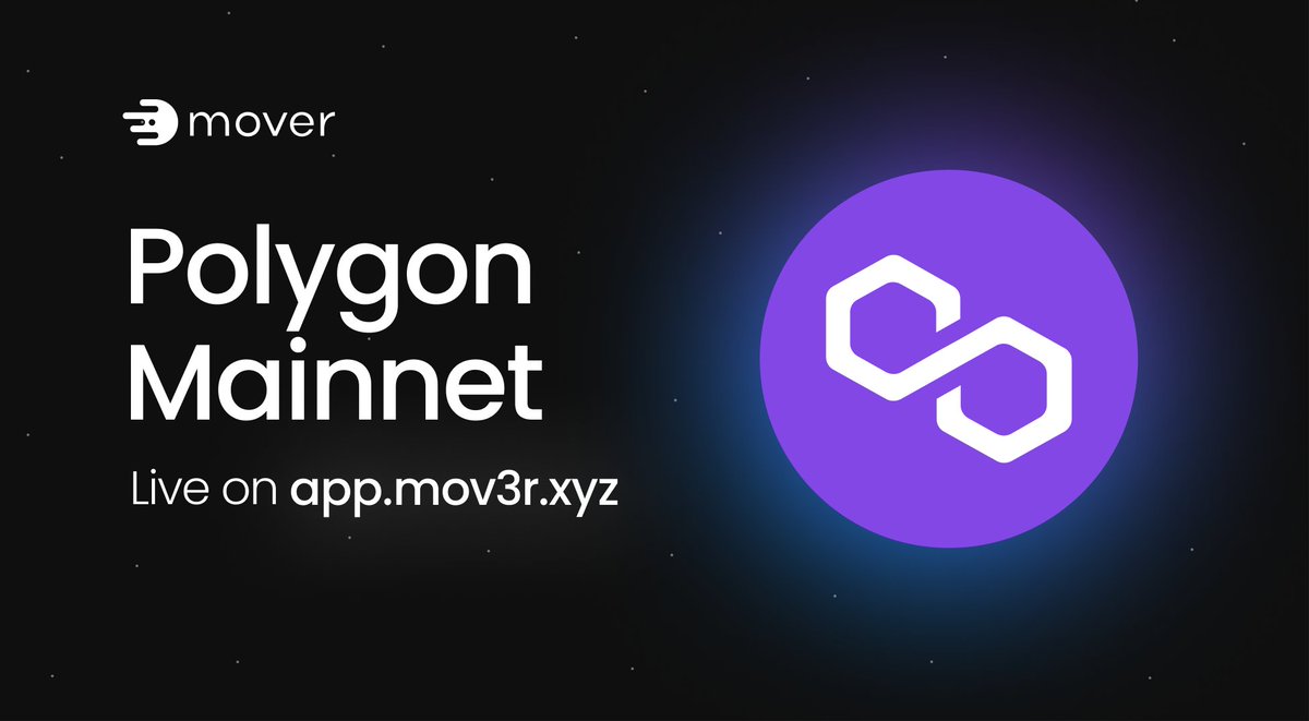 We're thrilled to announce that Mover has expanded its network coverage by successfully incorporating bridging support for the Polygon Network!

Bridge now at: app.mov3r.xyz