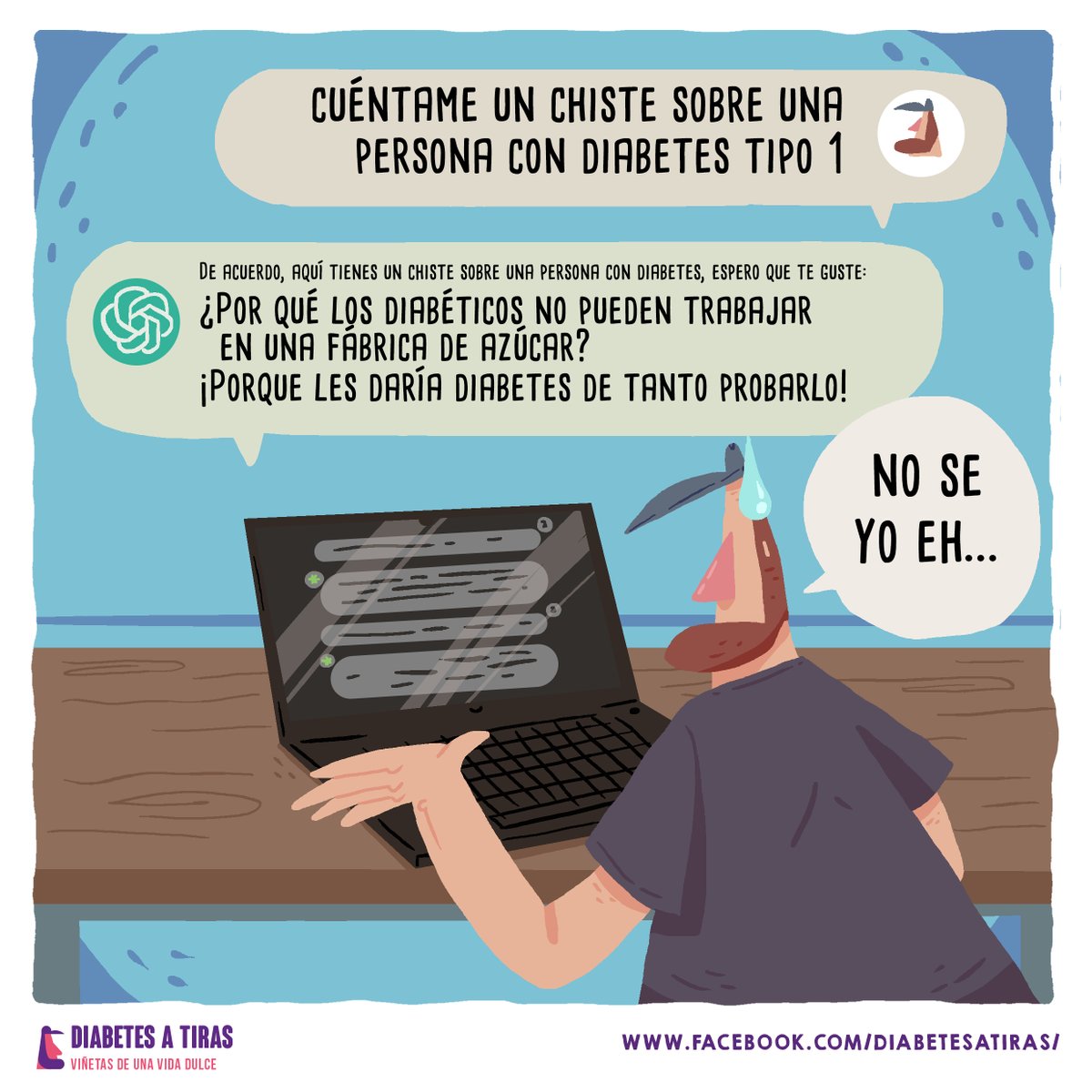 Me da a mi que por ahora no me sirve la IA para hacerme los guiones... Si la inteligencia artificial no entiende bien la diabetes tipo1, seguramente sea porque todavía hay mucha gente que no lo entiende. 
#diabetESP #diabetestipo1