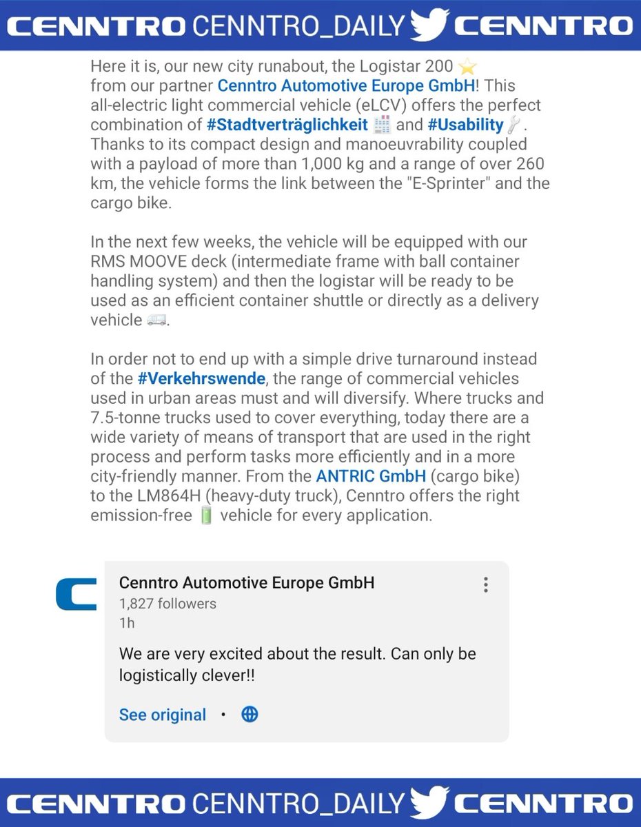 _X_Alex_'s tweet photo. #CENN #CENNTRO $CENN
#ELECTRICVEHICLES⚡️#EV
RMS MOOVE :
Our new city runabout, The #Logistar200 will be equipped with our RMS MOOVE deck (intermediate frame with ball Container handling system) to be used as an efficient container shuttle or directly as a delivery vehicle https://t.co/YlzBO7xuiw
