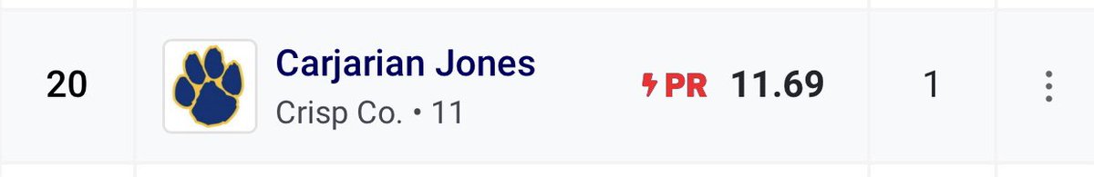 Swiss Army Knife…100m /200m/400m/ Triple Jump/Long Jump specialist and he just got faster coming off surgery. If you need an absolute weapon on your team, recruit <a href="/Cj_Jones27/">Carjarian “CJ” Jones 🤍💙💛</a>