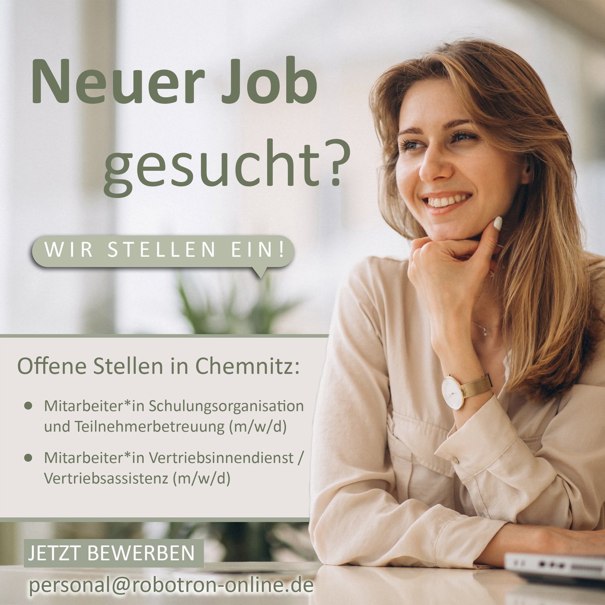 Auf der Suche nach einem neuen #Job in #Chemnitz?
Wir stellen ein (m/w/d):
--> Mitarbeiter*in Schulungsorganisation und Teilnehmerbetreuung 
--> Mitarbeiter*in Vertriebsinnendienst / Vertriebsassistenz
Sie möchten Teil unseres Teams werden? Bewerben Sie sich am besten per Mail.