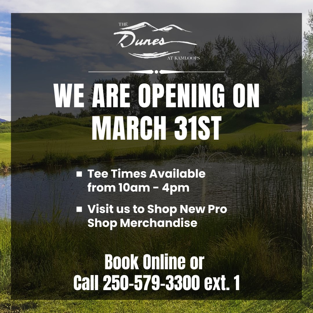 Book Online: …e-dunes-at-kamloops.book.teeitup.golf or Call (250) 579-3300 ext. 1 🏌️