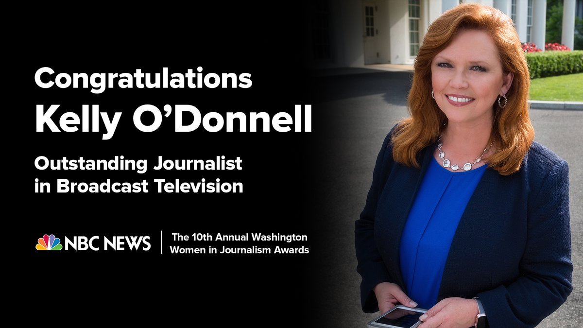 NBCNewsPR's tweet photo. Veteran @NBCNews Senior White House Correspondent @KellyO will be recognized with the Outstanding Broadcast Journalist Award at the 10th annual Washington Women in Journalism Awards on April 27. https://t.co/TYiP7IuDcR