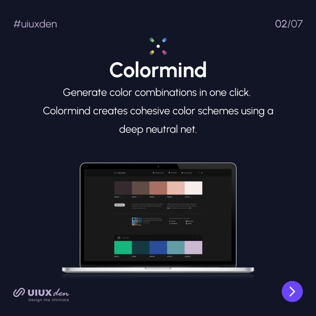 UiUxDen's tweet photo. With these AI tools, you can easily generate great ideas, optimize layout and color schemes. 

Check and see yourself why #AI tools are the future of design!

For more design tips like theses, follow @UiUxDen

 #aitools #AIArtwork #aiweb3 #designer #colors #figma #uiuxden https://t.co/TUjUkPVm9b