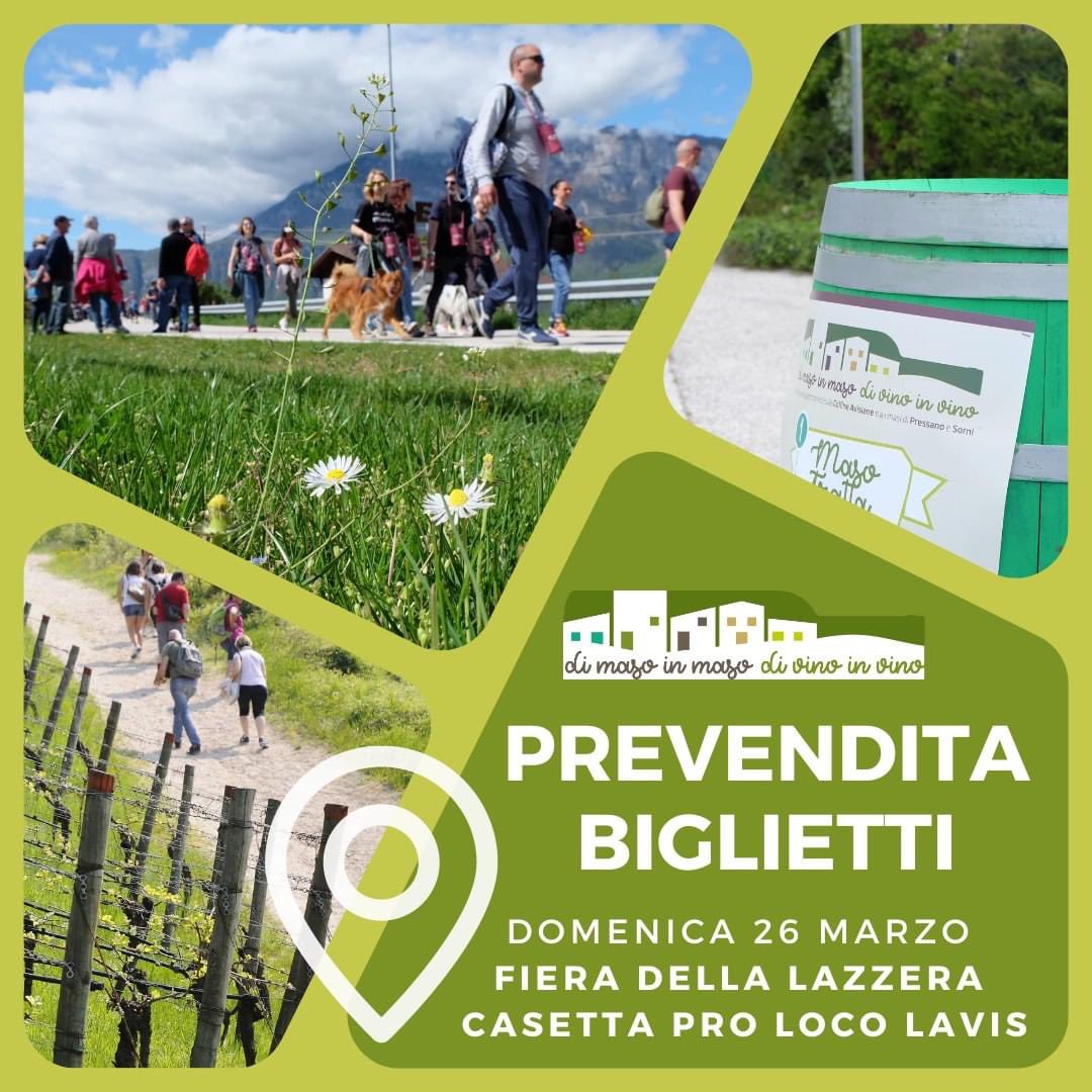 🟢 PREVENDITA BIGLIETTI DI MASO IN MASO 🟢
Finalmente possiamo annunciare che domenica, alla fiera della Lazzera di Lavis, potrete acquistare i biglietti di "Di maso in maso di vino in vino 2023". 

#staytuned #trentinowinefest #dimasoinmaso #prevendita