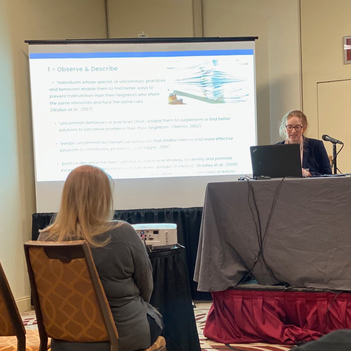 DeanLisaKitko's tweet photo. Starting Day 2 at #ENRS2023 with PhD student @BatekLindsay's paper presentation, "Positive Deviance: A Concept Clarification using the Norris Method." Great work, Lindsay! #URNursing #URochesterResearch https://t.co/wm5t0iFeVB