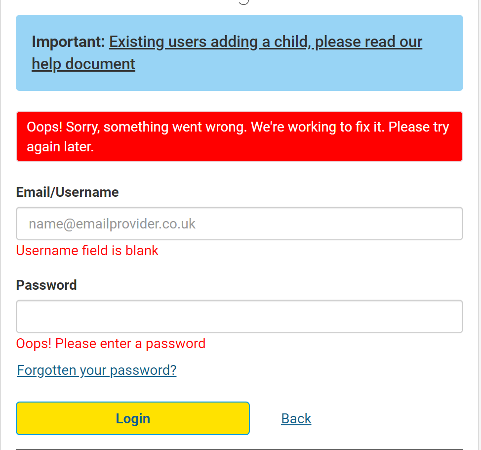 RocksOfSteel's tweet photo. @ParentPay I've been unable to log on for the last 24 hours. Any update on the problem? https://t.co/6El2Oq1yuQ