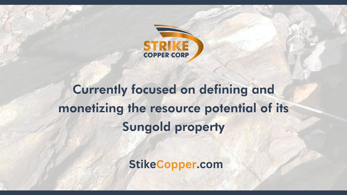 StrikeCopper's tweet photo. ✨ Highlight ✨ | A junior mineral exploration company currently focused on defining and monetizing the resource potential of its Sungold property
🔗 Read more ➡️ https://t.co/0s61aFMojv 
#coppermining #miningandexploration #miningindustry https://t.co/JyNwu9UPMy