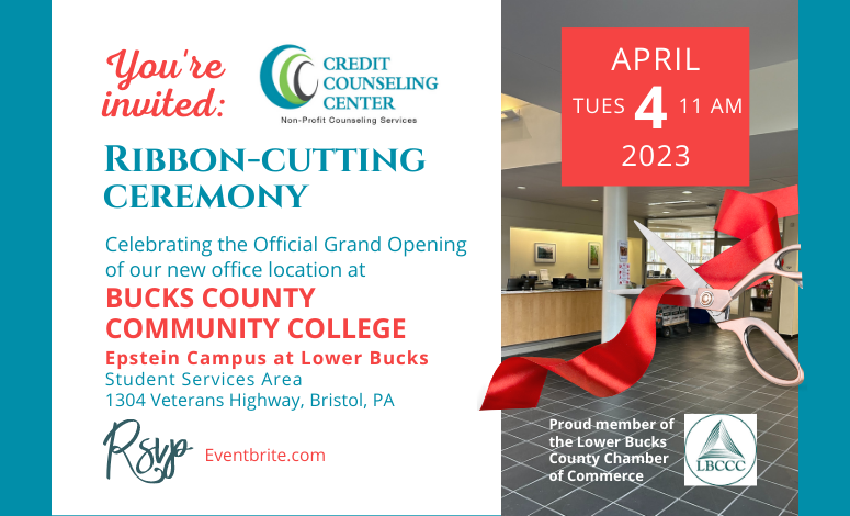 CounselCredit's tweet photo. Join us for the Grand Opening of our new office location at the Bucks County Community College - Epstein Campus at Lower Bucks! Tues., April 4, 11 a.m., in the Student Services Area, 1304 Veterans Highway, Bristol, PA. RSVP - https://t.co/VuJd8o09qF
#buckscountypa https://t.co/24EmzDgjsM