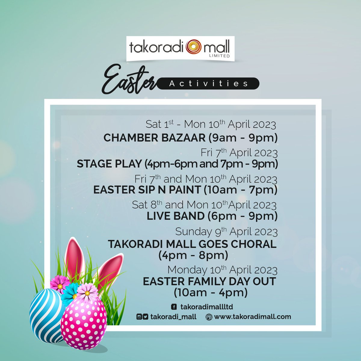 Takoradi_Mall's tweet photo. Watch this space!!!!
#Takoradimall #sekonditakoradievents #easterinTakoradi #Easter2023 #ilovetadi #prideofthewest #takoradievents https://t.co/mWRXhBPzNb