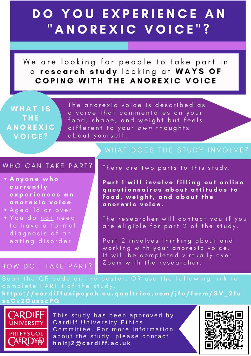 looking for #participants to take part in #research on #eatingdisorders - if you have an #anorexicvoice we are interested in your ways of coping! please see poster for more information &amp; click here to participate in part 1 - cardiffunipsych.eu.qualtrics.com/jfe/form/SV_2f…