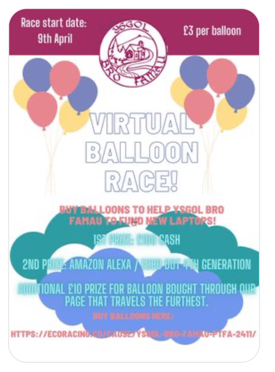 Don’t forget to buy a balloon in our virtual balloon race 
ecoracing.co/cause/ysgol-br…