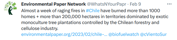 BlockTheMoney's tweet photo. A message from Chile, part of the global day of actions with @is_our_story ✊

@Vanguard_Group and @BlackRock are burning us! They are two of the largest institutional investors in @Arauco_cl as well as on fossil fuels 🤬

#EndFossilNow #RestauraciónEcológica #ChileIsOurStory https://t.co/DyJHINCMzk