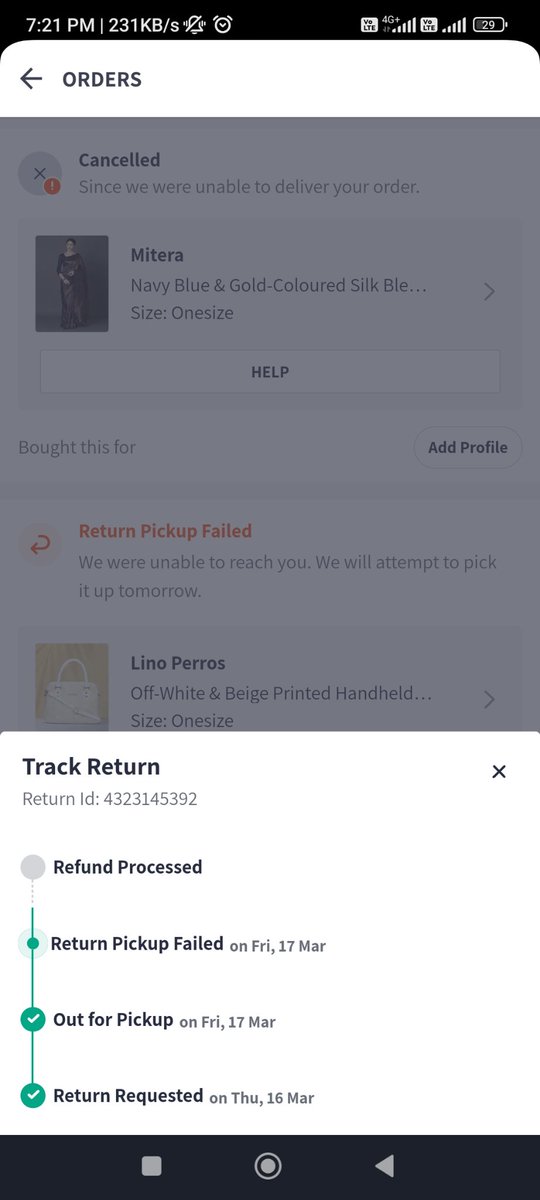 jaindd73738's tweet photo. @myntra @EcomExpress_Ofc return not pickup yet arrange return for Tomorrow https://t.co/uA4rjbJdnH