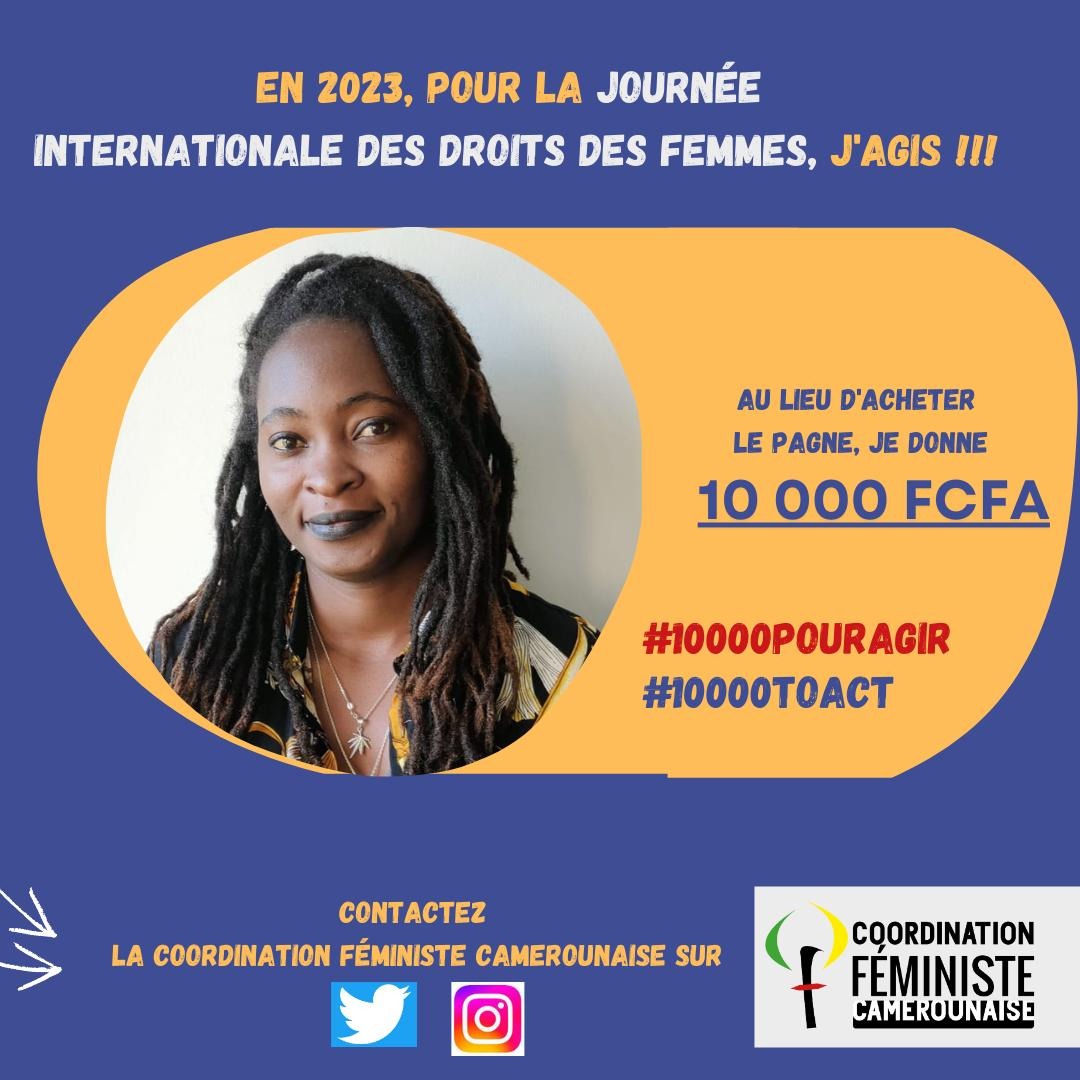 Fm1Camerounaise's tweet photo. Pour reprendre les mots de @Klari237, militante féministe queer et chercheuse en sciences politiques, "au-delà des mots, un geste simple qui peut transformer une vie. Le 8 mars c'est toute l'année ". 
#10000POURAGIR
#10000TOACT https://t.co/Qv0ZhXEN7a